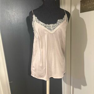 Elegant Cream Beige Eyelash Lace Trim Cami Camisole 💜